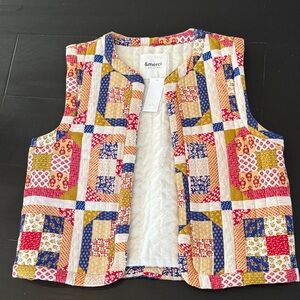 En Mercy Colorful Patchwork Quilted Vest sized Medium